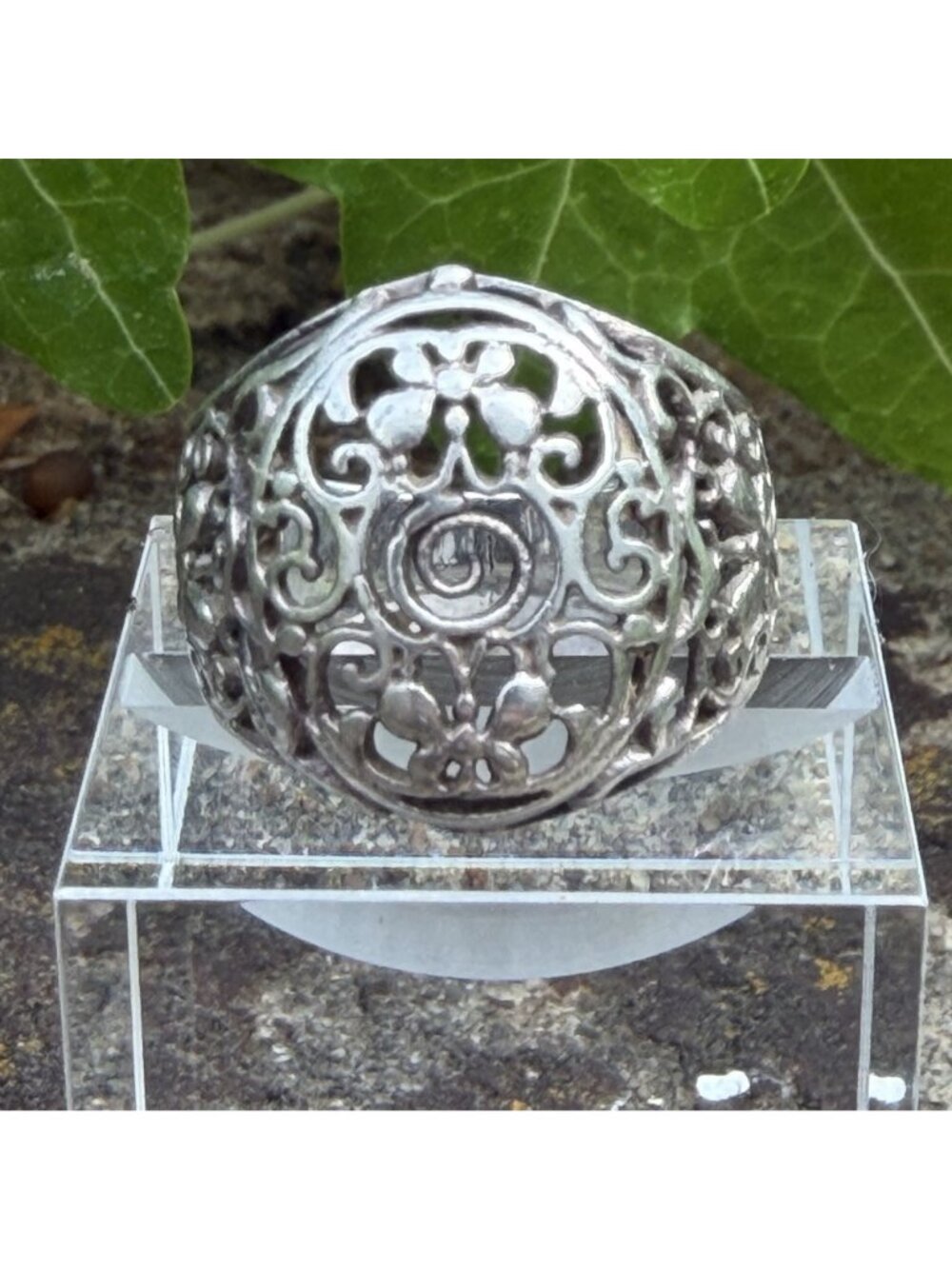 Sterling Silver 6.5 Butterfly Spiral Openwork Dome Statement Ring Boho Vintage - Picture 12 of 16